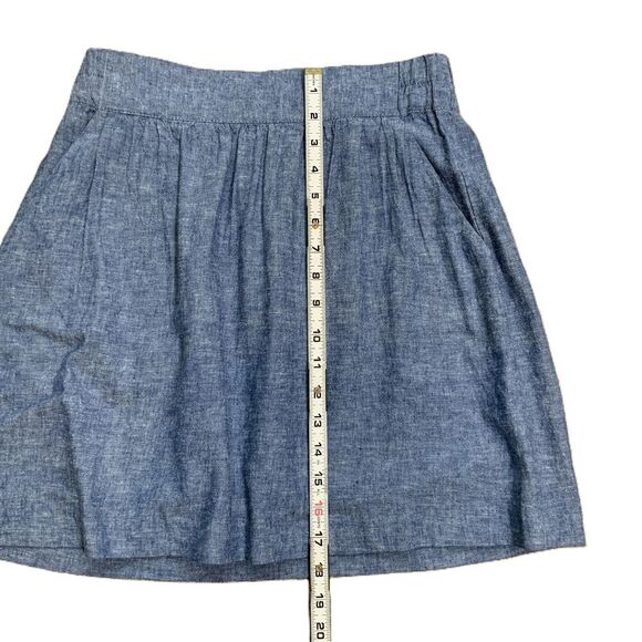 LOFT Outlet Blue Chambray Pleated A-Line Skirt Size XS Coastal Cowgirl Preppy - Picture 7 of 12